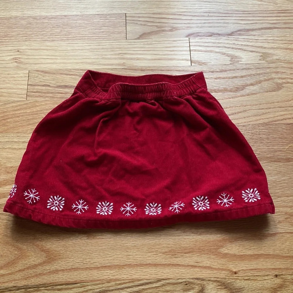 LL‎ Bean Corduroy Red Snowflake Embroidered Skirt 2T - Picture 5 of 7
